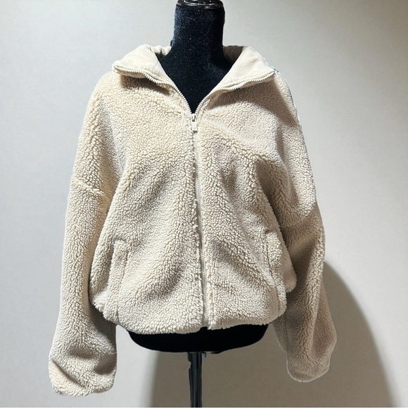 Lily & Lottie Jackets & Blazers - Lily & Lottie Cream Sherpa Fleece Jacket XL